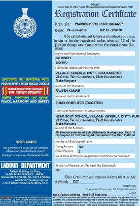 Reg. Under Labour Department Act 1958